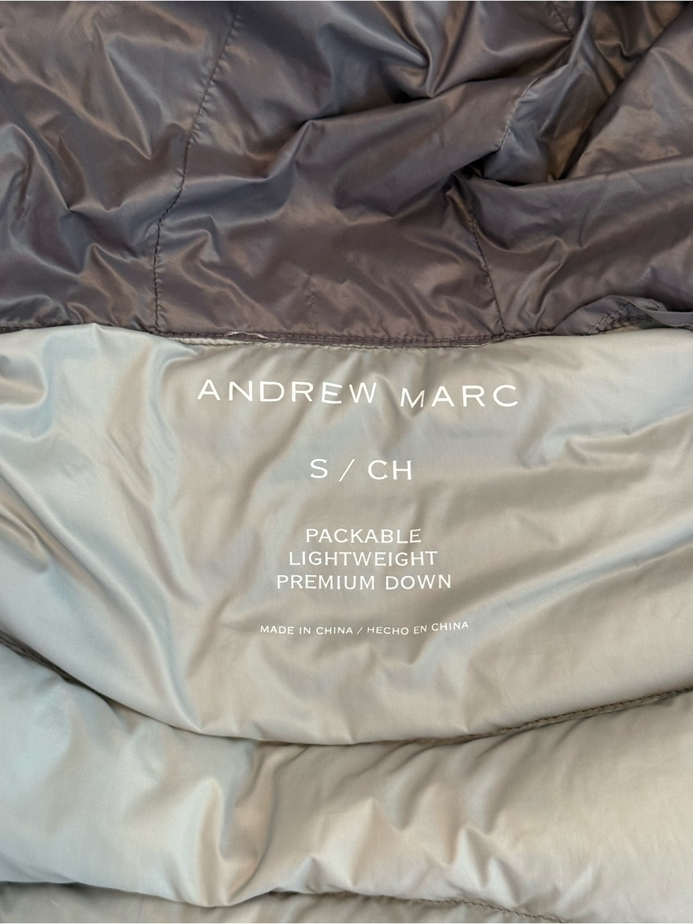 Andrew Marc Packable Lightweight Down Puffer Jacket Hooded Gray Size Small - Picture 7 of 9
